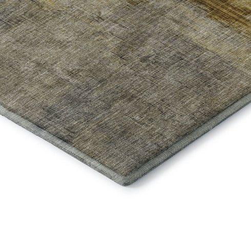 5' X 8' Granite Gray And Gold Abstract Washable Area Rug With UV Protection