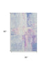 5' X 8' Sky Blue And Ivory Abstract Washable Area Rug With UV Protection