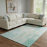 8' X 10' Teal And Ivory Abstract Washable Area Rug With UV Protection