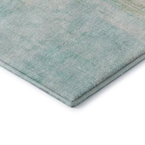 8' X 10' Teal And Ivory Abstract Washable Area Rug With UV Protection