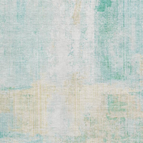 8' X 10' Teal And Ivory Abstract Washable Area Rug With UV Protection