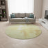 8' Wheat And Ivory Abstract Washable Round Rug With UV Protection