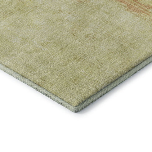 8' Wheat And Ivory Abstract Washable Round Rug With UV Protection
