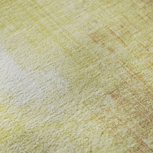 8' Wheat And Ivory Abstract Washable Round Rug With UV Protection