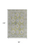 8' X 10' Artichoke Green And Blue Oriental Washable Area Rug With UV Protection