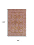 8' X 10' Blush And Orange Oriental Washable Area Rug With UV Protection