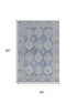 5' X 8' Blue And Brown Oriental Washable Area Rug With UV Protection