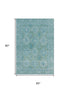 5' X 8' Teal And Aqua Oriental Washable Area Rug With UV Protection