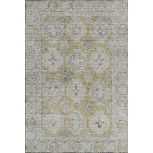9' X 12' Wheat And Gray Oriental Washable Area Rug With UV Protection