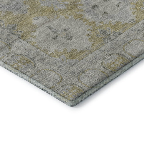 9' X 12' Wheat And Gray Oriental Washable Area Rug With UV Protection