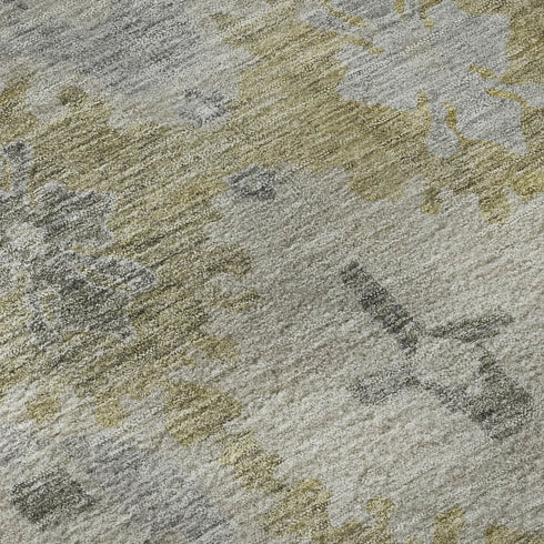 9' X 12' Wheat And Gray Oriental Washable Area Rug With UV Protection