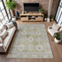 9' X 12' Wheat And Gray Oriental Washable Area Rug With UV Protection