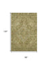 8' X 10' Artichoke Green And Beige Oriental Washable Area Rug With UV Protection