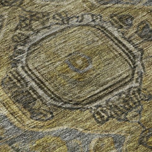 5' X 8' Brown And Gray Oriental Washable Area Rug With UV Protection