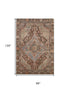 8' X 10' Chocolate And Blue Oriental Washable Area Rug With UV Protection