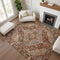 8' X 10' Chocolate And Blue Oriental Washable Area Rug With UV Protection