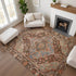 8' X 10' Chocolate And Blue Oriental Washable Area Rug With UV Protection