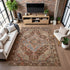8' X 10' Chocolate And Blue Oriental Washable Area Rug With UV Protection