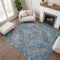 8' X 10' Denim Blue And Gray Oriental Washable Area Rug With UV Protection