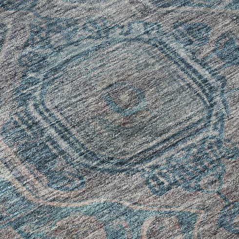 8' X 10' Denim Blue And Gray Oriental Washable Area Rug With UV Protection