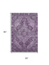 5' X 8' Eggplant And Gray Oriental Washable Area Rug With UV Protection