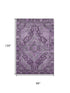 8' X 10' Eggplant And Gray Oriental Washable Area Rug With UV Protection