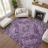 8' X 10' Eggplant And Gray Oriental Washable Area Rug With UV Protection