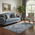 5' X 8' Navy Blue And Gray Oriental Washable Area Rug With UV Protection