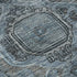 8' Navy Blue And Gray Oriental Washable Round Rug With UV Protection