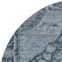 8' Navy Blue And Gray Oriental Washable Round Rug With UV Protection