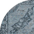 8' Navy Blue And Gray Oriental Washable Round Rug With UV Protection