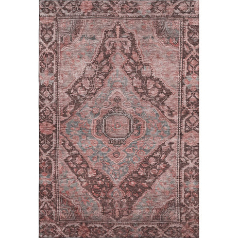 5' X 8' Rust And Gray Oriental Washable Area Rug With UV Protection
