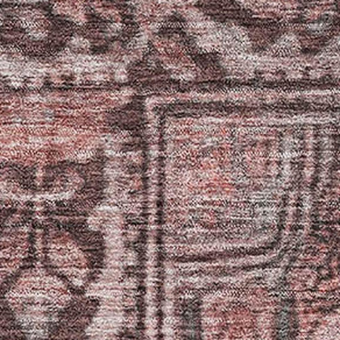 5' X 8' Rust And Gray Oriental Washable Area Rug With UV Protection