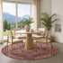 8' Rust And Gray Oriental Washable Round Rug With UV Protection