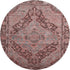 8' Rust And Gray Oriental Washable Round Rug With UV Protection