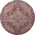 8' Rust And Gray Oriental Washable Round Rug With UV Protection