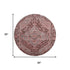 8' Rust And Gray Oriental Washable Round Rug With UV Protection