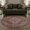 8' Rust And Gray Oriental Washable Round Rug With UV Protection
