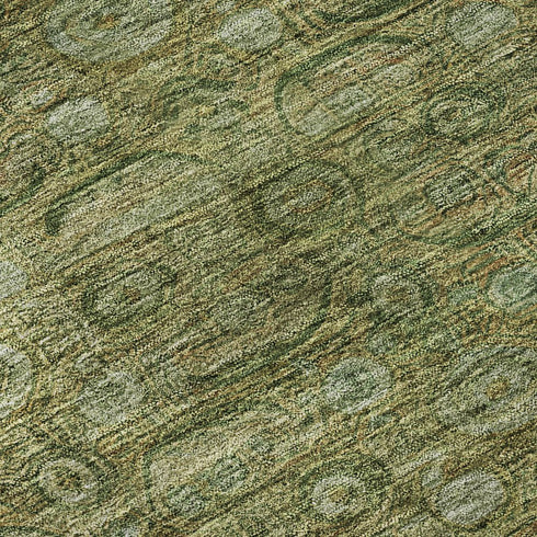 8' X 10' Artichoke Green And Copper Oriental Washable Area Rug With UV Protection