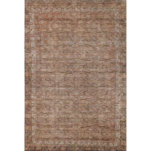 8' X 10' Copper And Beige Oriental Washable Area Rug With UV Protection