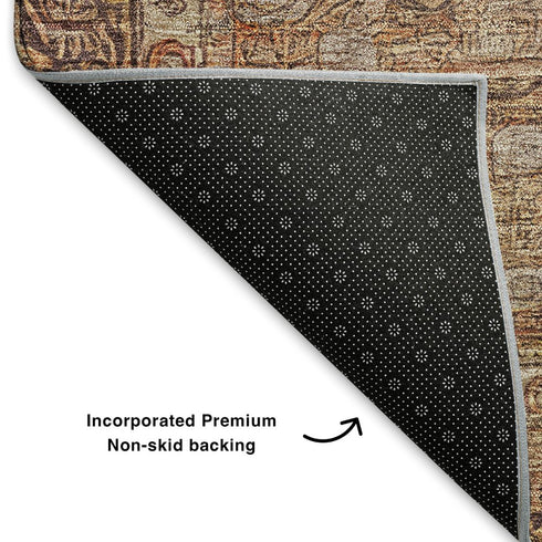 8' X 10' Copper And Beige Oriental Washable Area Rug With UV Protection