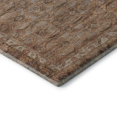 8' X 10' Copper And Beige Oriental Washable Area Rug With UV Protection