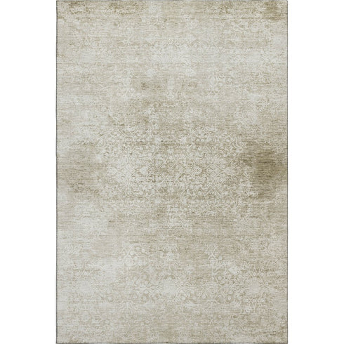 9' X 12' Beige And Ivory Oriental Washable Area Rug With UV Protection