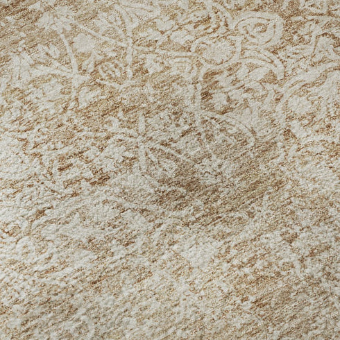 9' X 12' Coral And Ivory Oriental Washable Area Rug With UV Protection