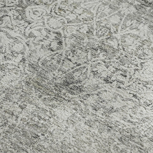 5' X 8' Gray And Ivory Oriental Washable Area Rug With UV Protection