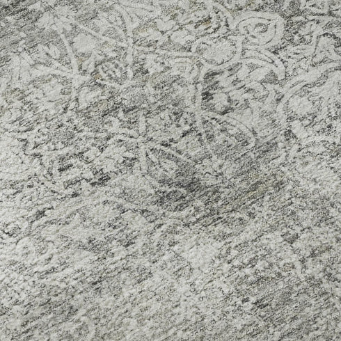 8' X 10' Gray And Ivory Oriental Washable Area Rug With UV Protection
