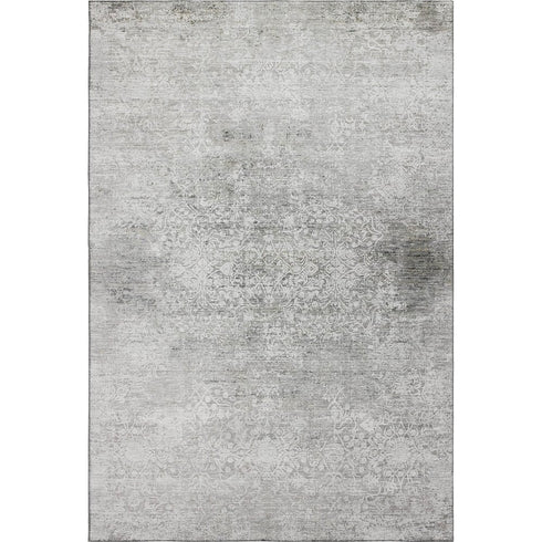 9' X 12' Gray And Ivory Oriental Washable Area Rug With UV Protection