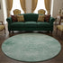 8' Turquoise And Ivory Oriental Washable Round Rug With UV Protection