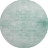 8' Turquoise And Ivory Oriental Washable Round Rug With UV Protection