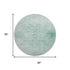 8' Turquoise And Ivory Oriental Washable Round Rug With UV Protection